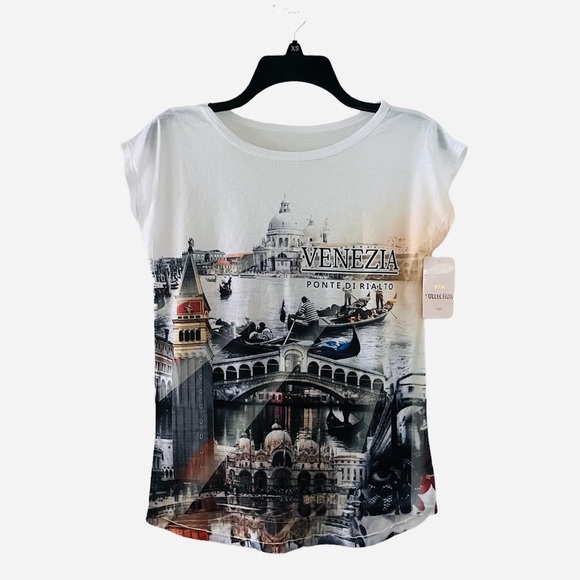 Venezia Made In Italy Graphic Town Print Sleeveless Tee - Picture 1 of 4